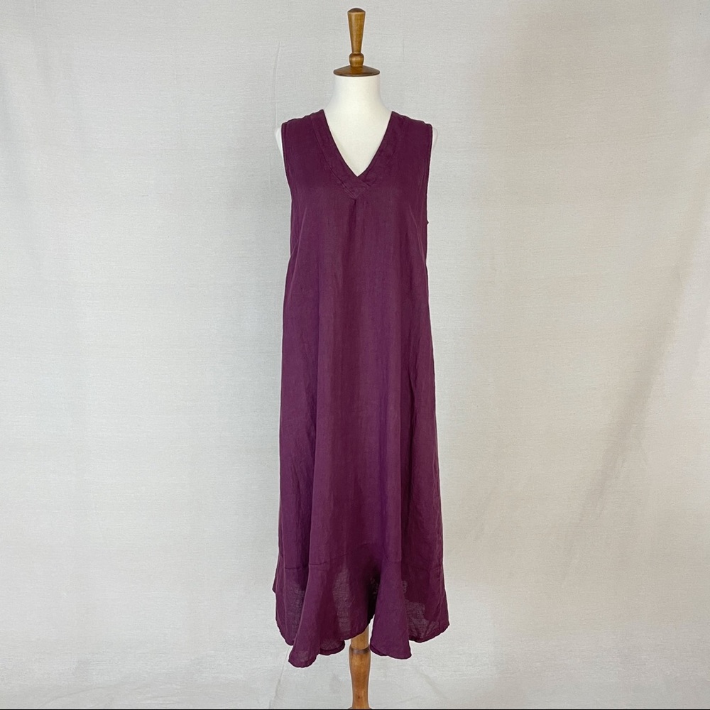 Francesca Bettini | 100% Linen Midi Or Maxi Sleeveless Dress In Mulberry